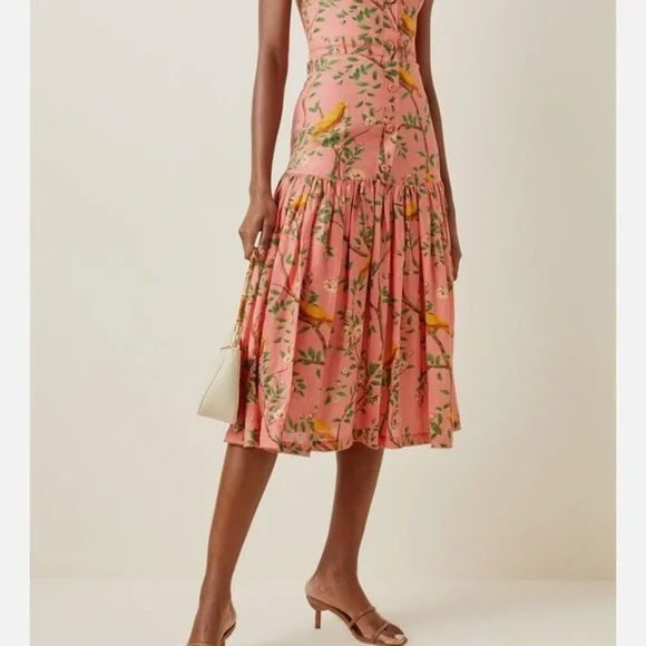 Agua by Agua Bendita | Dresses | Agua By Agua Bendita Nispero Printed Linen Midi  Dress Pink | Poshmark